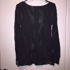 Jeanne Pierre Gray Open Knit Pullover Sweater